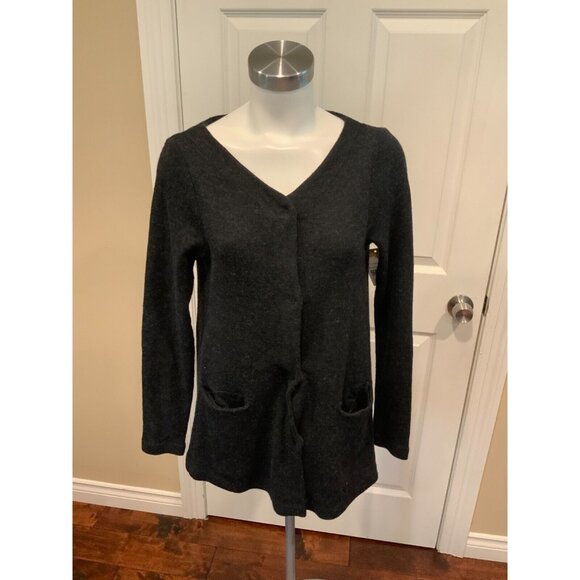 Moth Anthropologie Dark Gray Wool Long Sleeve Cardigan Sweater, Size XS - Picture 1 of 6